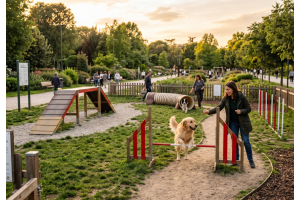 Hindernisse für Agility-Hunde: Tunnelführung, Sprünge, Slalom und Kontakttraining