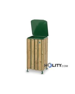 Mülleimer mit Holz für Aussenbereich h35004