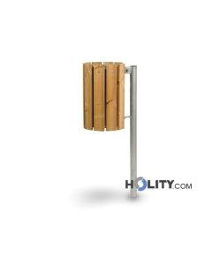 Mülleimer mit Holzlatten für Aussenbereich h35019