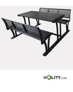 Picknick-Tischset + 2 Sitzbänken-mit-Rückenlehne-h109_357