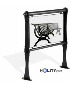 Abgrenzungsbarriere aus Stahl mit Werbetafel h14069