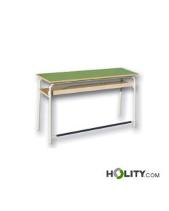 Zweisitzer-Schulbank-aus-Holz-mit-Untertisch-Höhe 64 cm-h17214