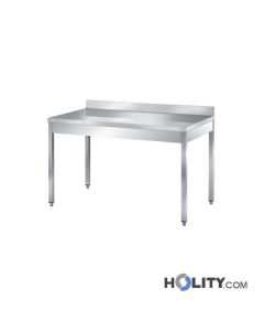 Arbeitstisch-aus-rostfreiem-Stahl-auf-quadratischen-Beinen-mit Spritzschutz-h31425