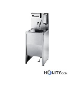 Waschbecken aus Edelstahl mit Fußpedal h31430