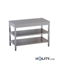 Arbeitstisch-mit-zwei-Ablagen-aus Edelstahl Länge-200-cm-h357_87