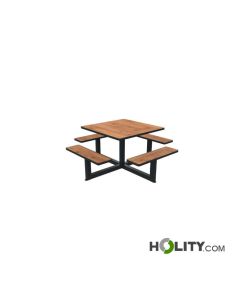 Quadratischer-Picknicktisch-mit-Sitzbänke,-4-Sitzplätze-h463_24