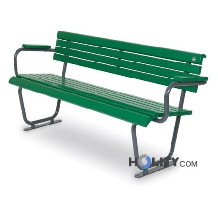 Sitzbank mit Holzplanken für öffentliche Plätze als Stadtmobiliar h35011
