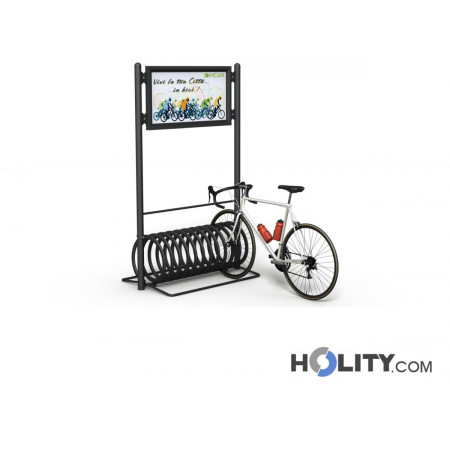 Spiral-Fahrradständer mit Werbetafel h14058