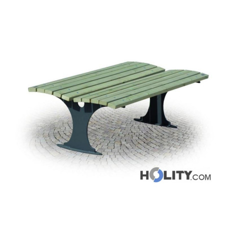 Doppelreihige Sitzbank aus Holz für Grünanlagen h28766