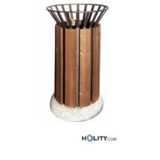 Abfallbehälter aus Stahl mit Holzverkleidung h109236