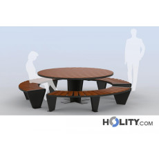 Picknick Set mit Tisch und gebogenen Bänken h140_362