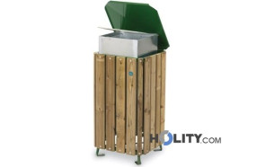 Mülleimer mit Holz für Aussenbereich h35005