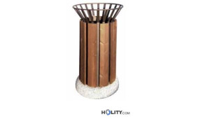 Abfallbehälter aus Stahl mit Holzverkleidung h109236