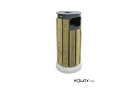 Abfallbehälter aus Stahl mit Holzverkleidung h109237