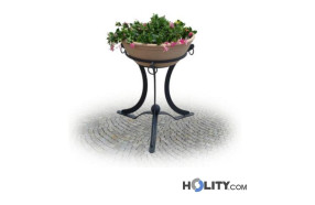 Runder Blumentopf aus Terrakotta und Metall h28750