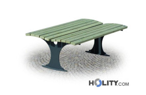 Doppelreihige Sitzbank aus Holz für Grünanlagen h28766