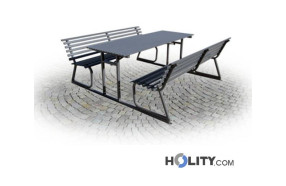 Set Picknick Tisch mit Bänken aus Rundstahlprofilen h287_173