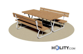 Set Picknick Tisch mit Bänken und Rückenlehne h350_202