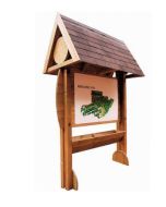 Werbe-/Infotafel aus Holz mit Blumenkübel h109194