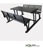 Picknick-Tischset + 2 Sitzbänken-mit-Rückenlehne-h109_357