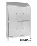 Umkleidespind aus Edelstahl mit 6 Schliessfächern h11165