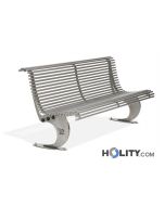 Sitzbank aus Edelstahl mit Rückenlehne h14002