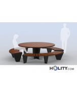 Picknick Set mit Tisch und gebogenen Bänken h140_362