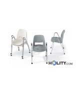 Feuerfester Konferenzstuhl mit verchromten Armlehnen h15976