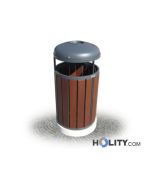 Mülleimer mit Holz für Aussenbereich h28798