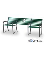 Sitzbank als Stadtmobiliar mit zentralem Multifunktionsplatz h350-134