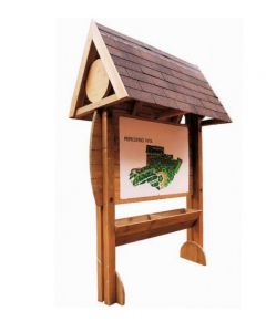 Werbe-/Infotafel aus Holz mit Blumenkübel h109194