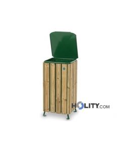 Mülleimer mit Holz für Aussenbereich h35004