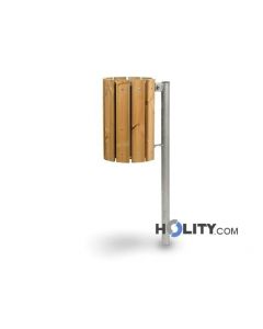 Mülleimer mit Holzlatten für Aussenbereich h35019