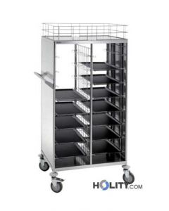 Tablett-/Transportwagen Cr/Ni-Stahl 2x8 Einschübe h22053