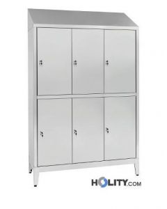 Umkleidespind aus Edelstahl mit 6 Schliessfächern h11165
