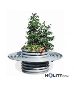 Blumentopf-aus-Metall-mit-Sitzbank-h140159