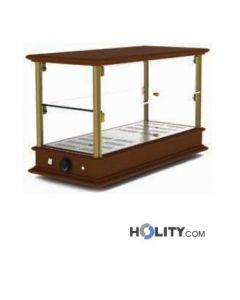 Beheizte-Holzvitrine-für-Croissants,-2-Etagen-h16912