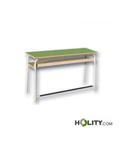 Zweisitzer-Schulbank-aus-Holz-mit-Untertisch-Höhe 64 cm-h17214