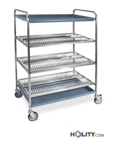 Edelstahl-Teller-und-Glasabtropfwagen-mit-4-Etagen-B.-102 cm für Kantinen-h22_265