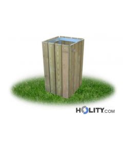 Mülleimer mit Holz für Aussenbereich h28797