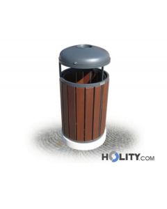 Mülleimer mit Holz für Aussenbereich h28798