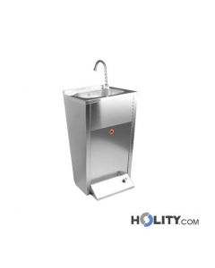 Waschbecken aus Edelstahl mit Fußpedal h43879