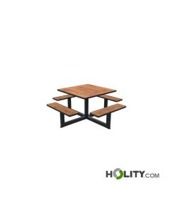 Quadratischer-Picknicktisch-mit-Sitzbänke,-4-Sitzplätze-h463_24
