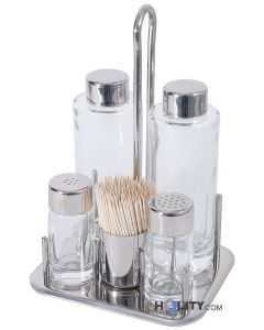 Menage Set 5teilig Edelstahl/Glas h24208