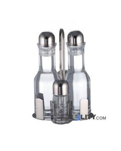Menage-Set 4/5-teilig Edelstahl/Kristallglas h21110