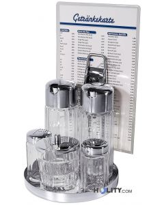 5teilige Menage mit Kartenhalter Edelstahl/Glas h24211