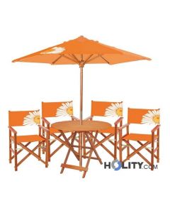 Gartengarnitur Holz 8teilig inkl. Sonnenschirm h24010