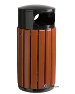 Abfalleimer aus Holz und Stahl h8629