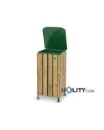 Mülleimer mit Holz für Aussenbereich h35004
