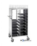 Tablett-/Transportwagen Cr/Ni-Stahl 2x8 Einschübe h22053
